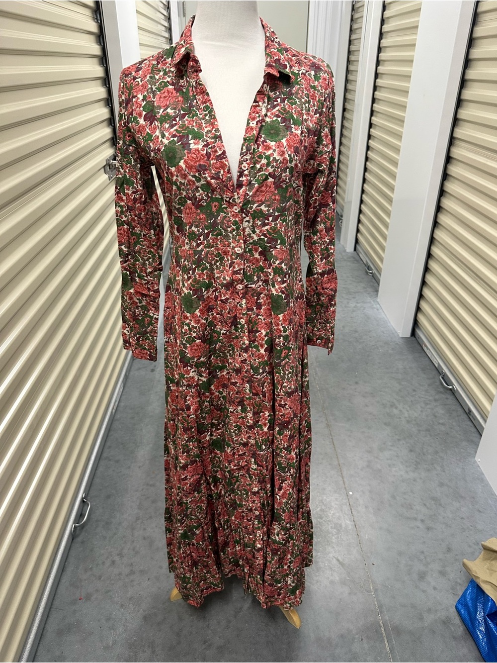 Sezane Floral Button-Front Maxi Dress Bohemian 70’s Pioneer